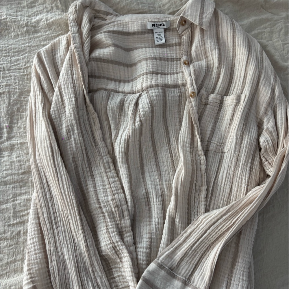 RSQ Cream and Brown Striped Cover Up